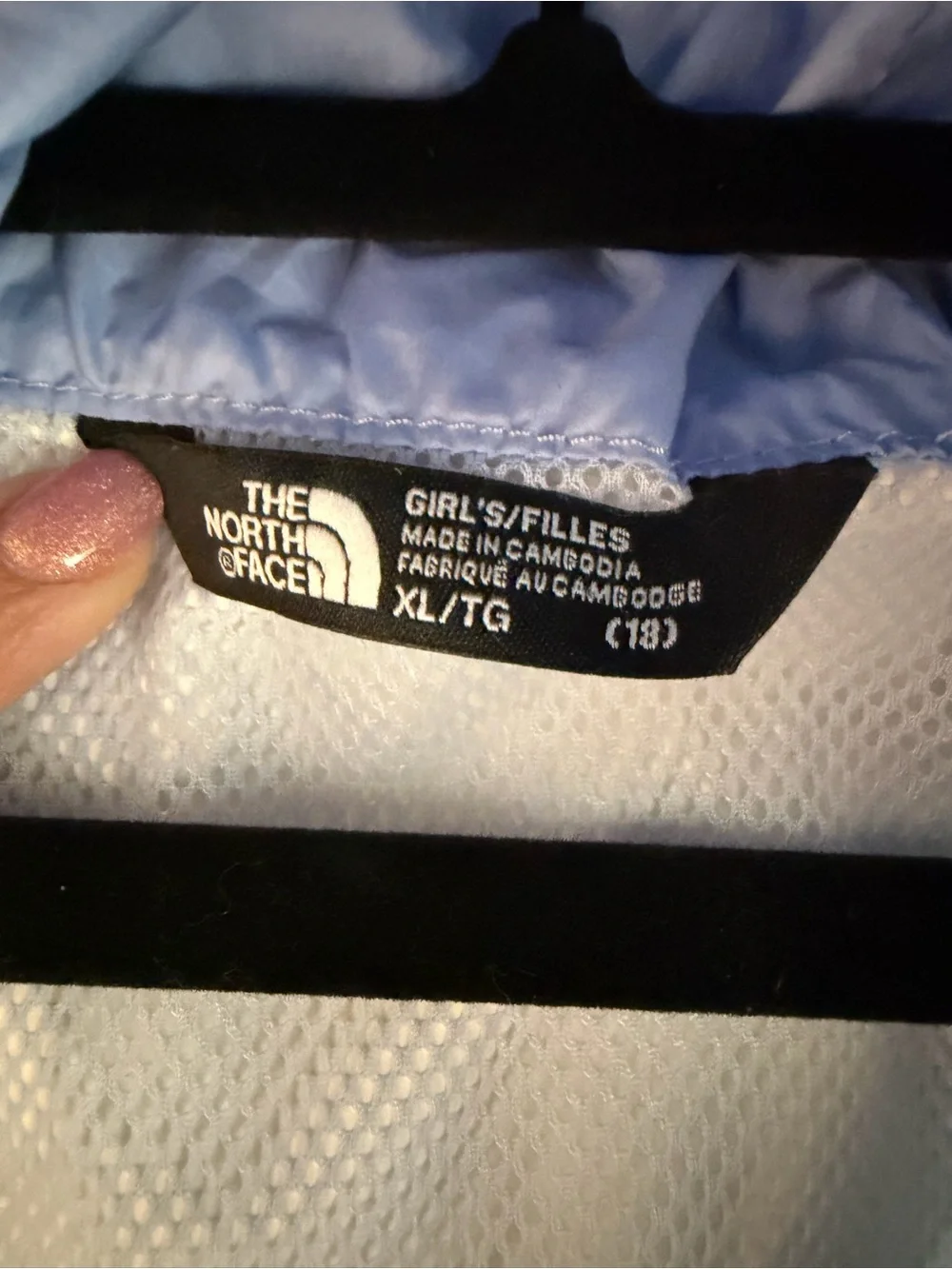 The North Face Girls' Jacket Light Grey and White Raincoat/Wind Breaker